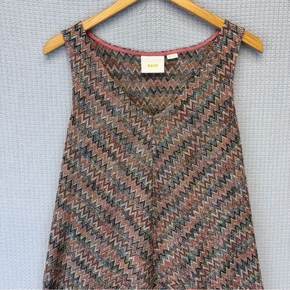 Maeve Anthropologie Westwater Dress Womens Med Chevron Knit Flounce Hem Boho - Picture 4 of 9